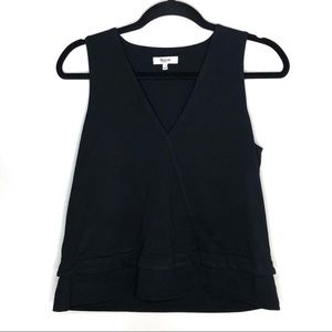 Madewell 100% Cotton Black Faux Wrap Tank Small